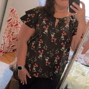 Plus - Floral Blouse - 1X